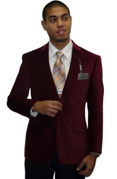 Men's Cheap Priced Designer Fashion Dress Casual On Sale Sport Coat Two Button Formal or Clubbing Sport Coat Burgundy ~ Wine ~ Maroon Blazer - Sport Coat Velvet Men's blazer mensusain