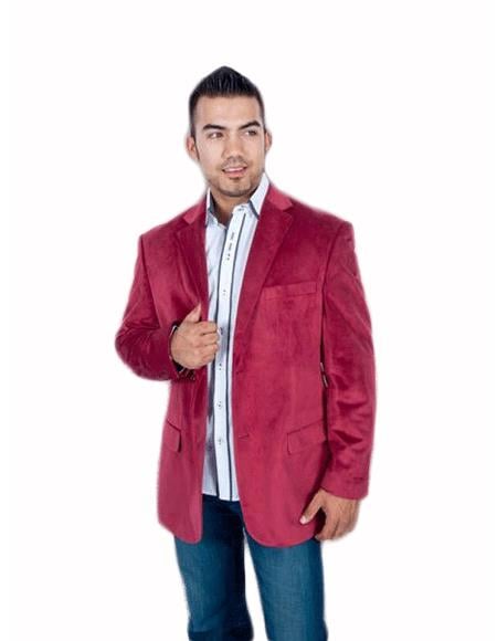 Men's Stylish 2 Button Sport Burgundy ~ Maroon Blazer - Sport Coat ~ Wine Color Discounted Affordable Velvet mensusain