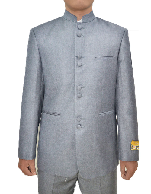 Gray Prom Suit - Mens 8 Button Mandarin Collar Tuxedo in Light Grey