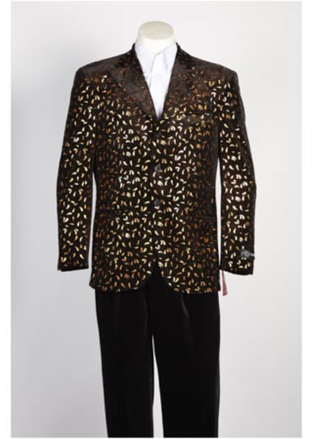 Men's Black Gold Fashion Paisley Floral Blazer Sport Coat Jacket mensusain