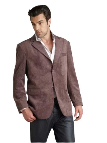 37750-Casual Sport Coat Men's Corduroy Brown Fashion Jacket by Menssuitsatlantain