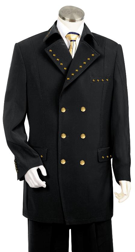 3 Piece Double Breasted Suit - Metal Accents Black Pleated Pants by Menssuitsatlantain