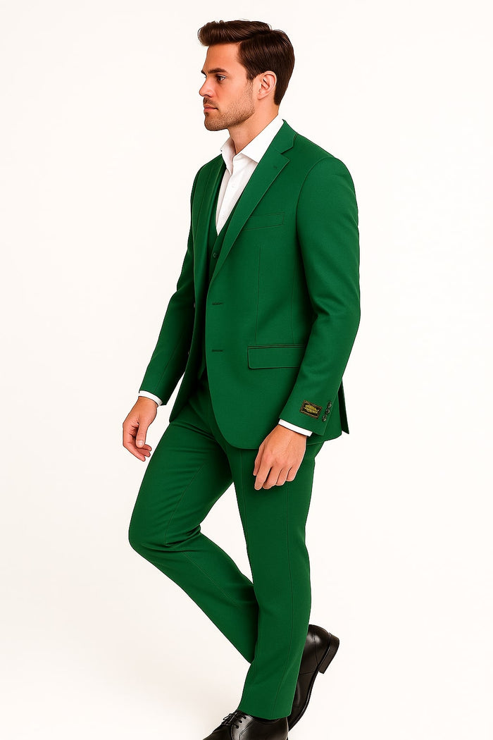 Mens Emerald Green 3-Piece Suit - Slim Fit Wedding and Formal Suit by Alberto Nardoni USA Men's Outlet