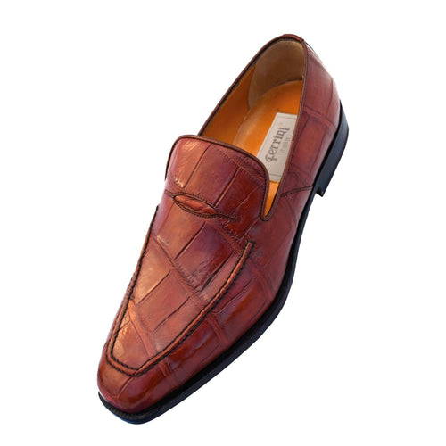 Mens Ferrini Crocodile Penny Loafer Dress Shoe in Cognac Ferrini USA