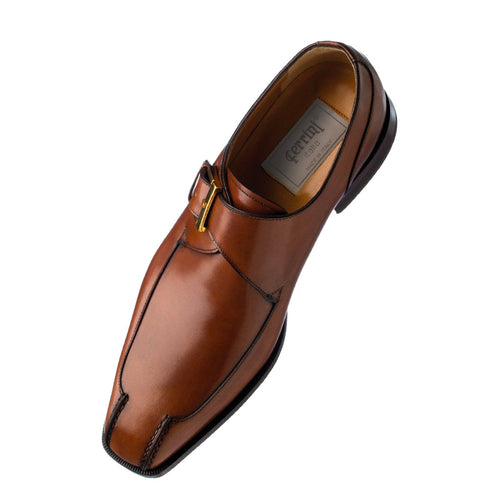 Mens Ferrini Monk Strap Frech Calfskin Dress Shoe in Camel Ferrini USA