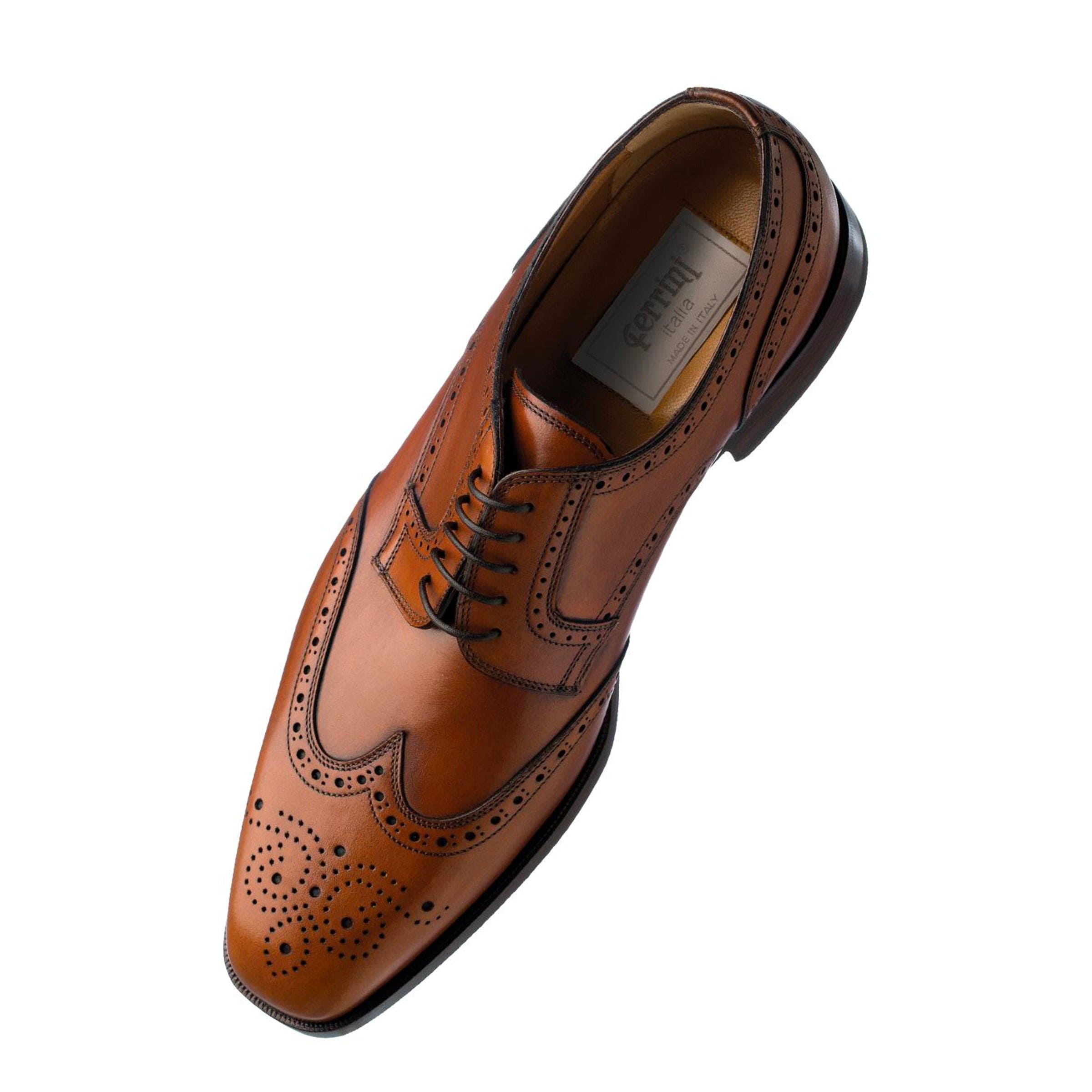 Mens Ferrini French Calfskin Wingtip Dress Shoe in Camel – SuitUSA
