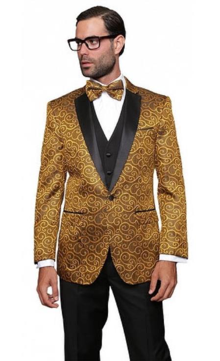 Mens Gold Blend Modern Fit Suits Vested Suit on Sale by USA Men's Outlet