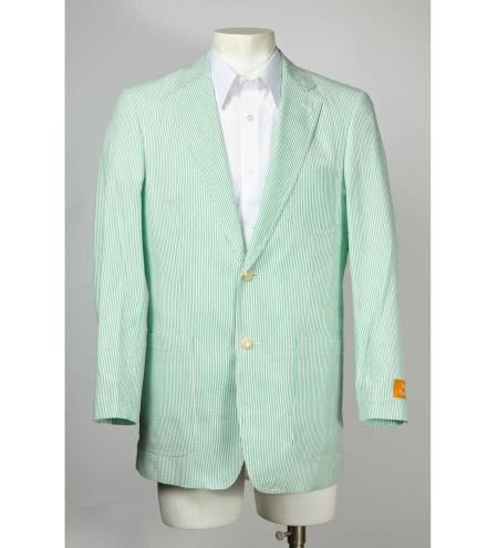 Mens Green Blazer Seersucker Sear sucker suit 2 Button Notch mensusain