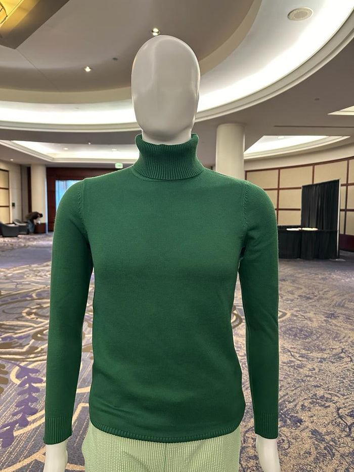 Mens Green Slim Fit Turtleneck Sweater - Lightweight Knit Pullover in Emerald Green by USA Men's Outlet