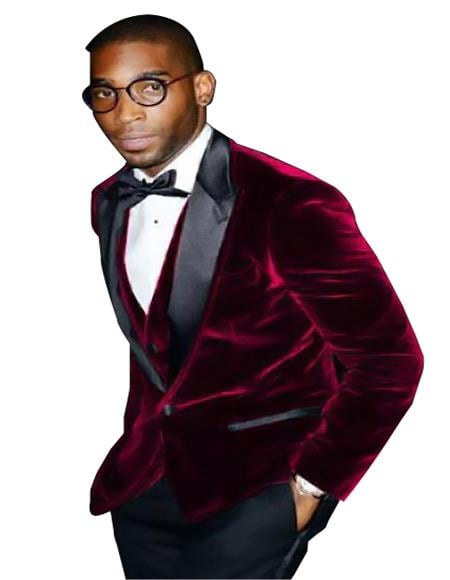 Men's Burgundy ~ Wine ~ Maroon Color Big And Tall Blazers Cheap Priced Velvet ~ Velour Clearance Blazer / Sport Coat mensusain