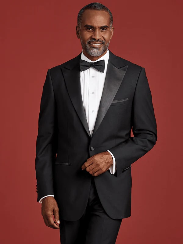 Mens Single Breasted Peak Lapel Tuxedo Jacket Black