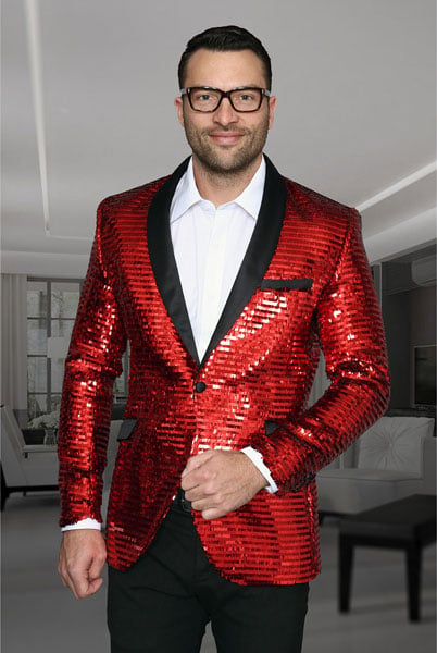 Men's Shiny Sequin Paisley Cheap Priced Blazer Jacket For Men Slim Fit Red Dinner Jacket Sport Coat Jacket Sharkskin Flashy Stage mensusain