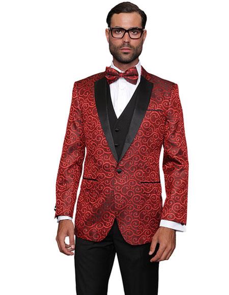 Men's Red One Button Double Vent Modern Fit Suits mensusain