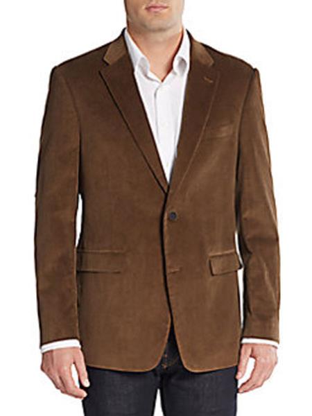 Men's Regular Fit Corduroy Blazer Dark Khaki ~ Tan ~ Beige by mensusain
