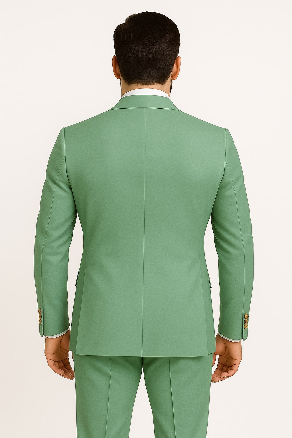 Mens Sage Green Double-Breasted Suit with Gold Buttons - Formal Slim Fit 2-Piece Pistachio Color by USA Men's Outlet