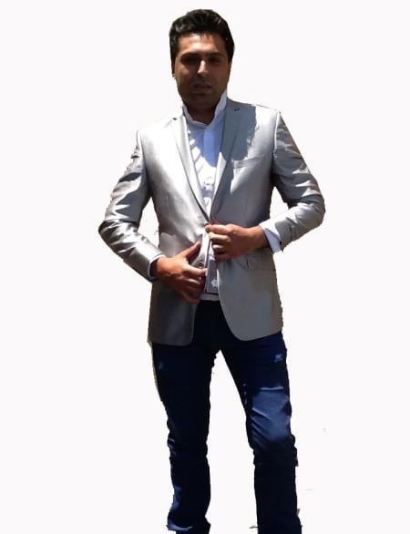 Stage Party Bright Men's Sport Coat / Dinner Jacket Cheap Priced Unique Fashion Designer Men's Dress blazers Sale Vented Silver mensusain