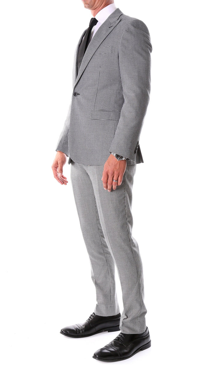 Mens Slim Fit Houndstooth Peak Lapel 2pc Suits by USA Men's Outlet