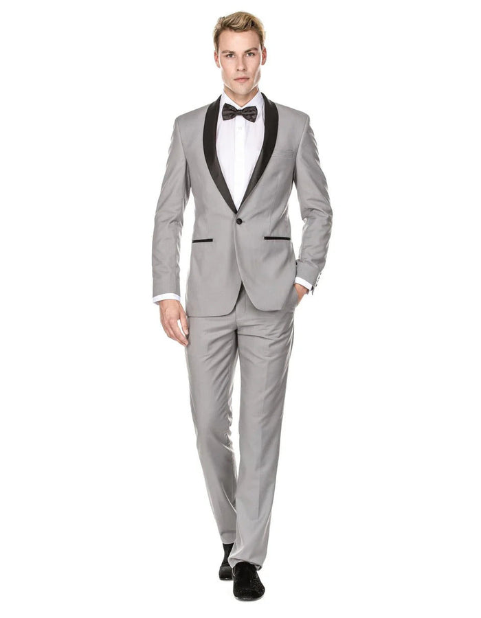 Gray Prom Suit - Mens Prom - Wedding Slim Fit Shawl Tuxedo Light Grey