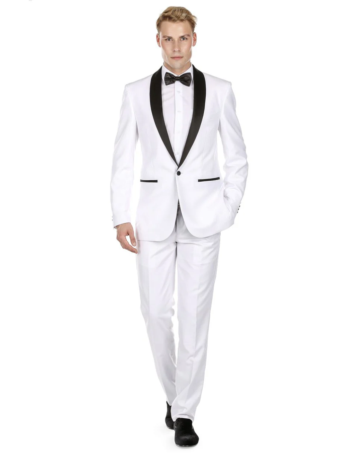White Prom Suit - White Prom Tuxedo Suits - White Wedding Fit Shawl lapelTuxedo PROMTUXEDO
