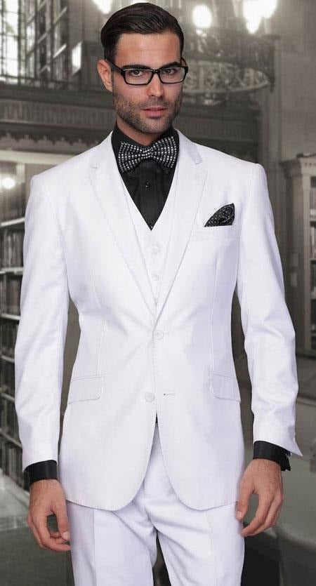 European cut White Fine Suit by Usamensoutlet