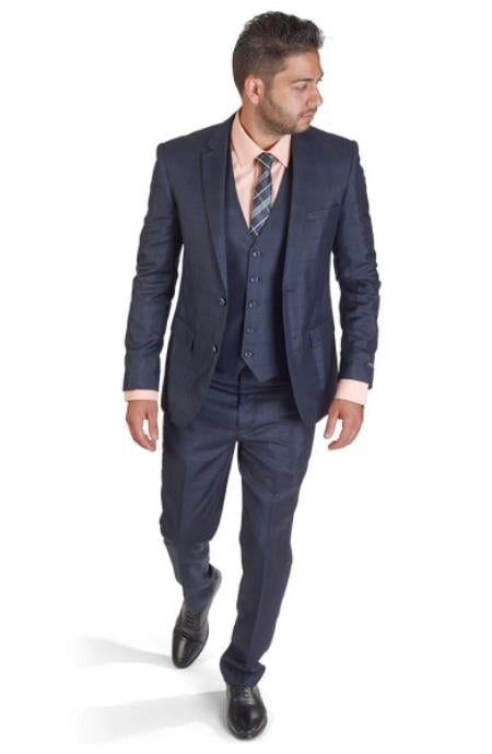 Men's Pick Stitched 2 Button Twilight Blue Slim Fit Skinny Suit