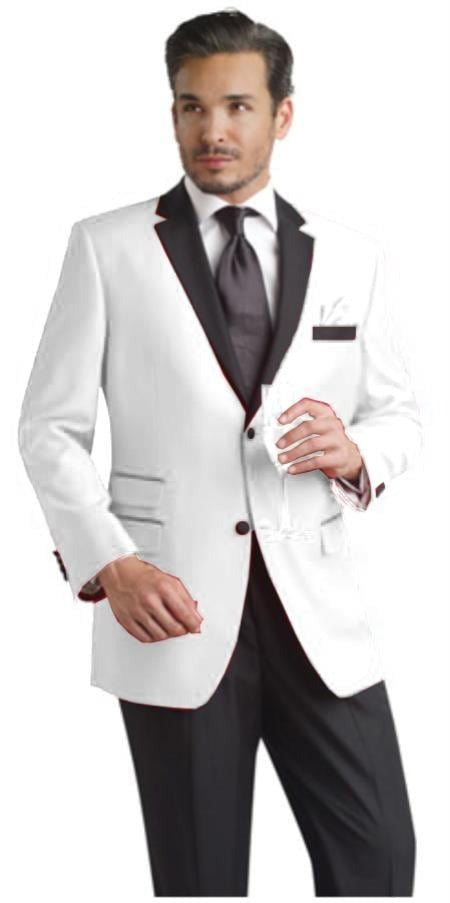 White Two toned Kids Sizes 2 Button Party Cheap Priced Business Suit Perfect For boys wedding outfits Clearance Sale & Tuxedo & Dinner Jacket Blazer W/ Black + Free Pant by Usamensoutletin