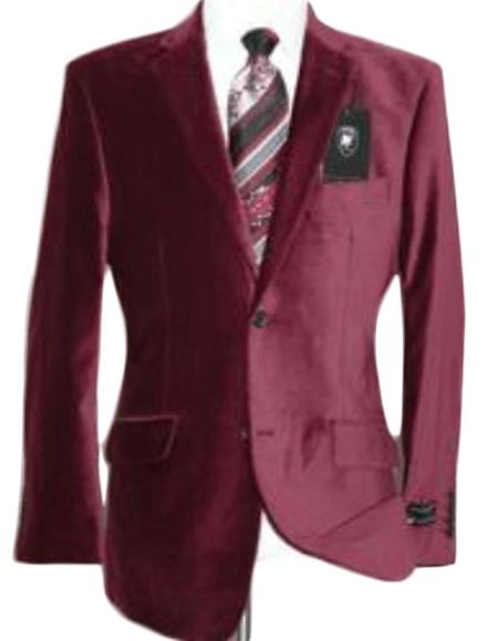 Velvet Blazer - Mens Velvet Jacket Velvet Burgundy ~ Maroon Suit ~ Wine Color Sport Coat Cheap Priced Unique Fashion Designer Men's Dress Sale mensusain
