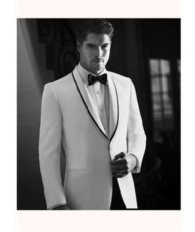 Men's 2 Pieces High Fashion Cream Tuxedo Suit With Flexible Waistband T802 by PROMTUXEDO