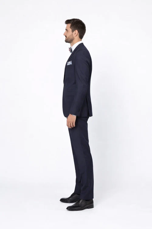 Men’s Slim Fit 100% Wool Suit by Rossiman Rossi - Peak Lapel Jacket & Plum Tapered Pants - Italian Tailored Luxury 3-Piece Suit USA Men's Outlet