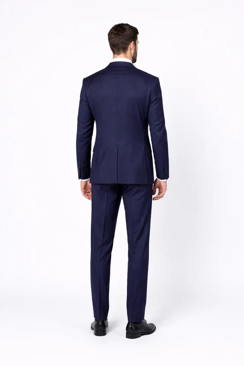 Men’s Slim Fit 100% Wool Suit by Rossiman Rossi - Peak Lapel Jacket & Plum Tapered Pants - Italian Tailored Luxury 3-Piece Suit USA Men's Outlet