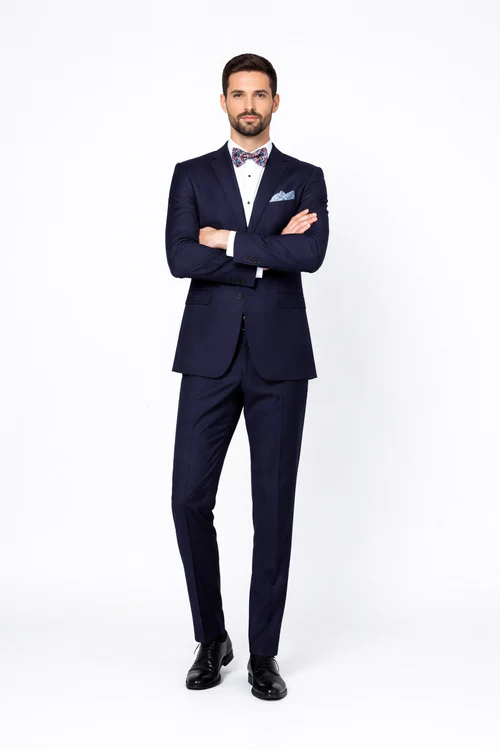 Men’s Slim Fit 100% Wool Suit by Rossiman Rossi - Peak Lapel Jacket & Plum Tapered Pants - Italian Tailored Luxury 3-Piece Suit USA Men's Outlet
