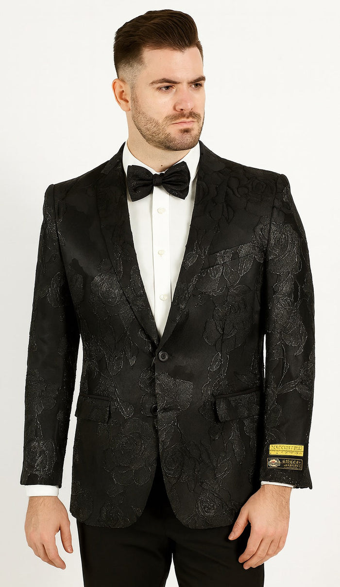 Mens 2 Button Shiny Black Blazer by Alberto Nardoni