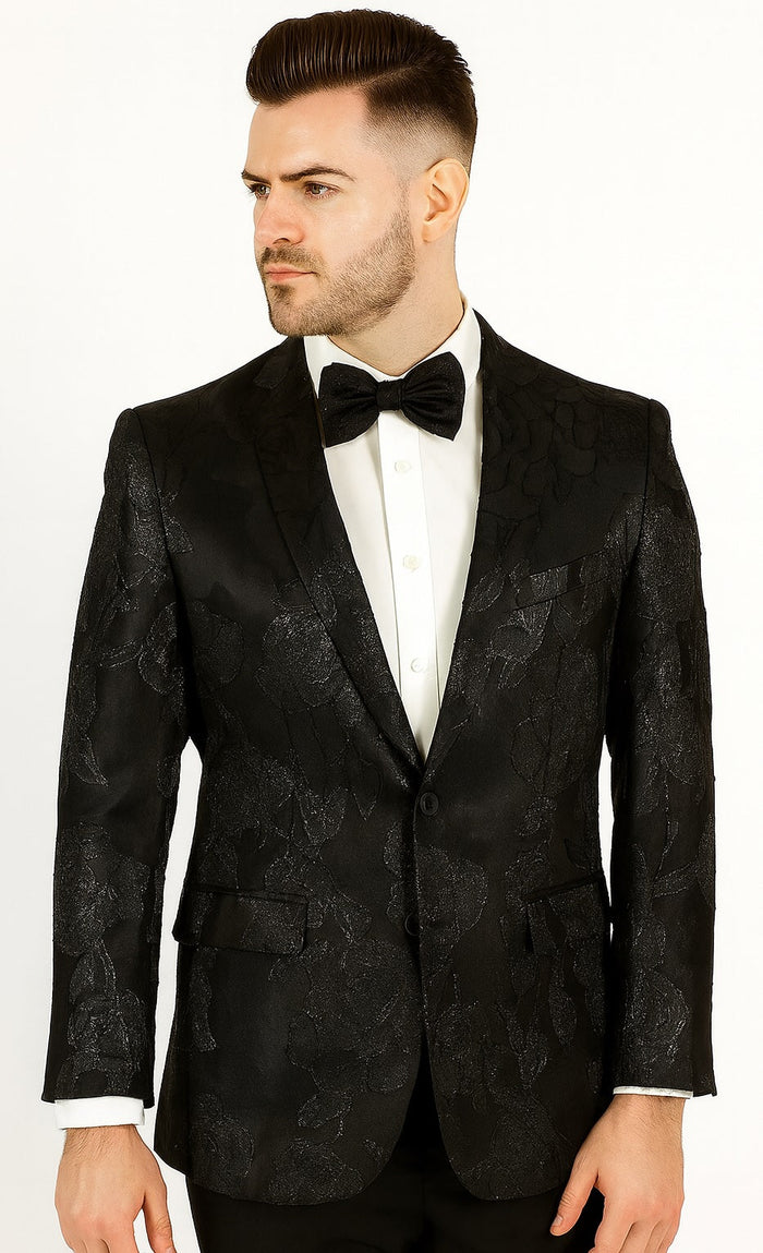 Mens 2 Button Shiny Black Blazer by Alberto Nardoni