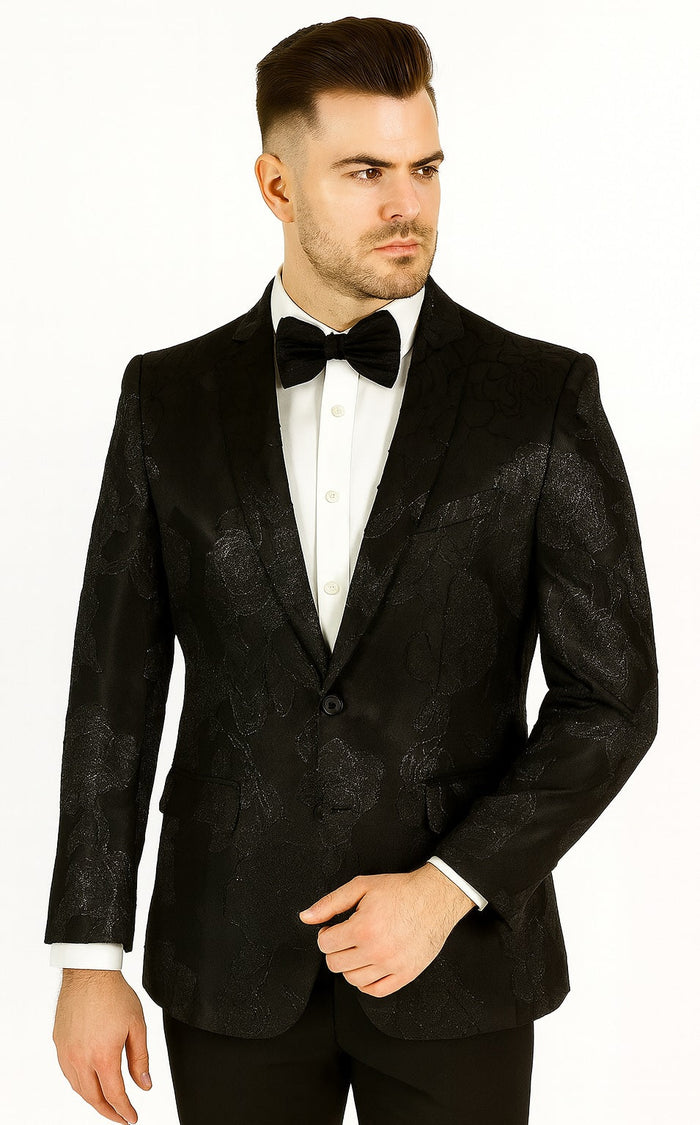 Mens 2 Button Shiny Black Blazer by Alberto Nardoni