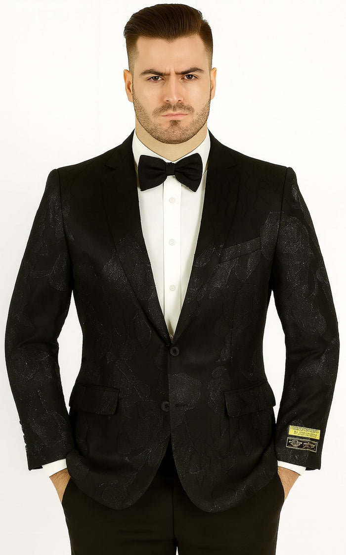 Mens 2 Button Shiny Black Blazer by Alberto Nardoni
