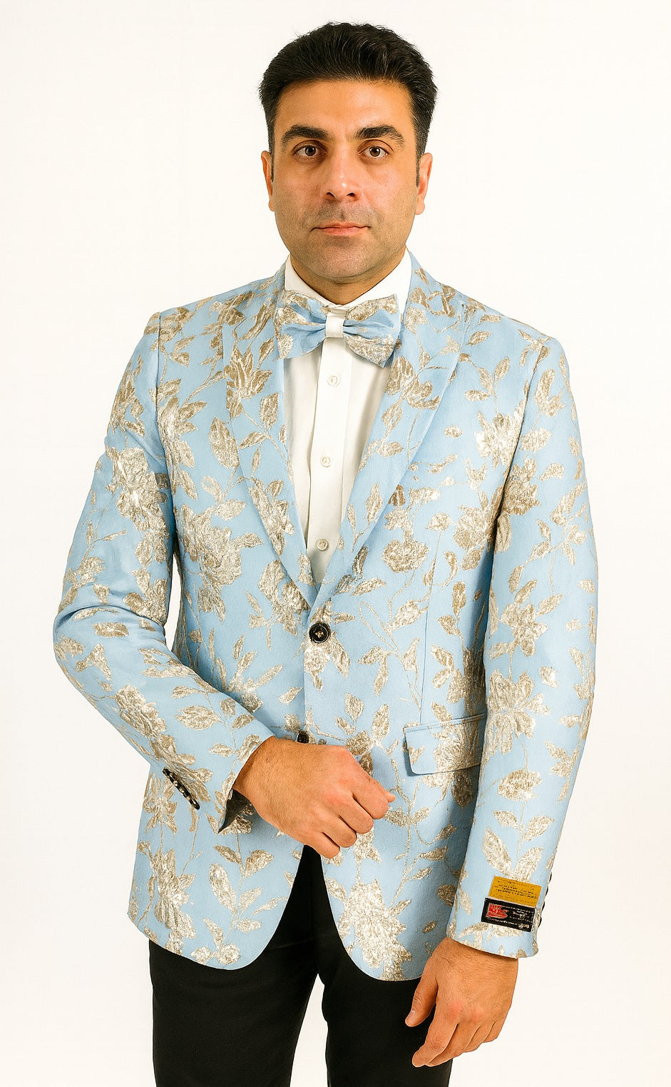 Mens 2 Button Sky Blue Silver Blazer by Alberto Nardoni