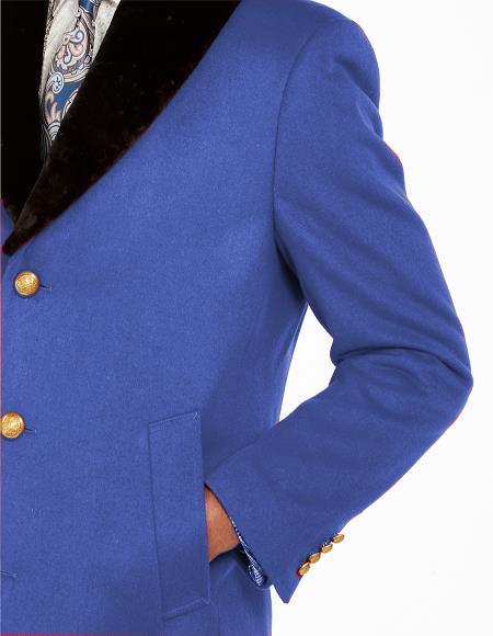 Mens Carcoat And Coat With Fur Collar + Royal Blue Coat USA Men's Outlet