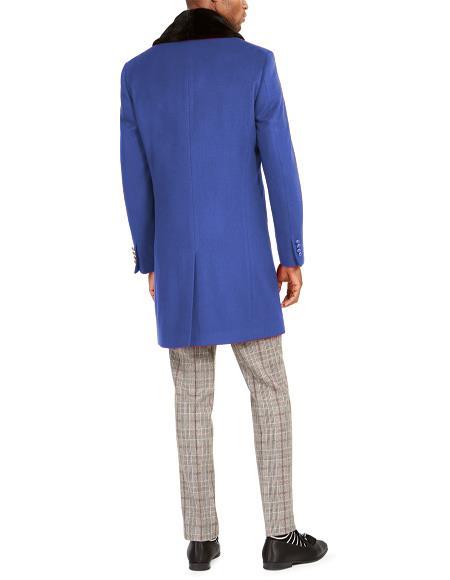 Mens Carcoat And Coat With Fur Collar + Royal Blue Coat USA Men's Outlet
