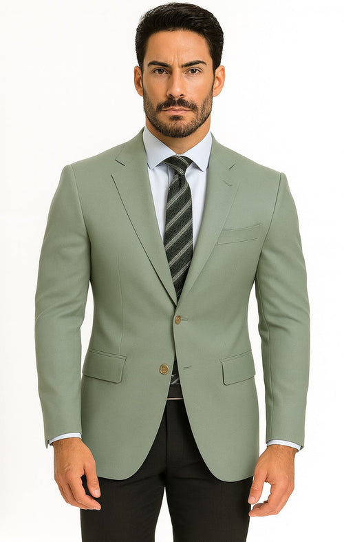 Mens Blazer Classic Fit Sport Coat Two Buttons Lightweight Suit Jacket Iceberg Green USA Men's Outlet