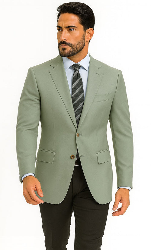 Mens Blazer Classic Fit Sport Coat Two Buttons Lightweight Suit Jacket Iceberg Green USA Men's Outlet