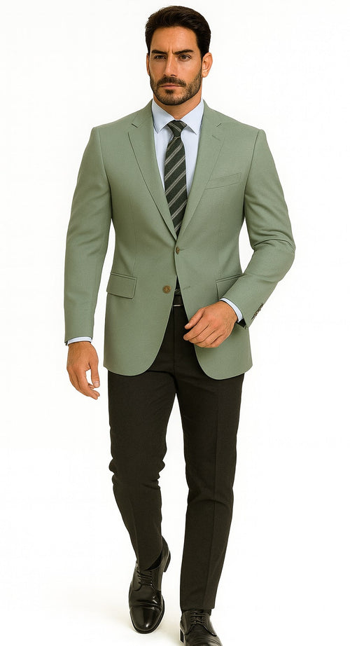 Mens Blazer Classic Fit Sport Coat Two Buttons Lightweight Suit Jacket Iceberg Green USA Men's Outlet