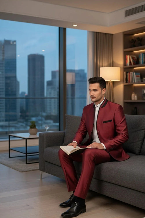 Mens Burgundy Tuxedo
