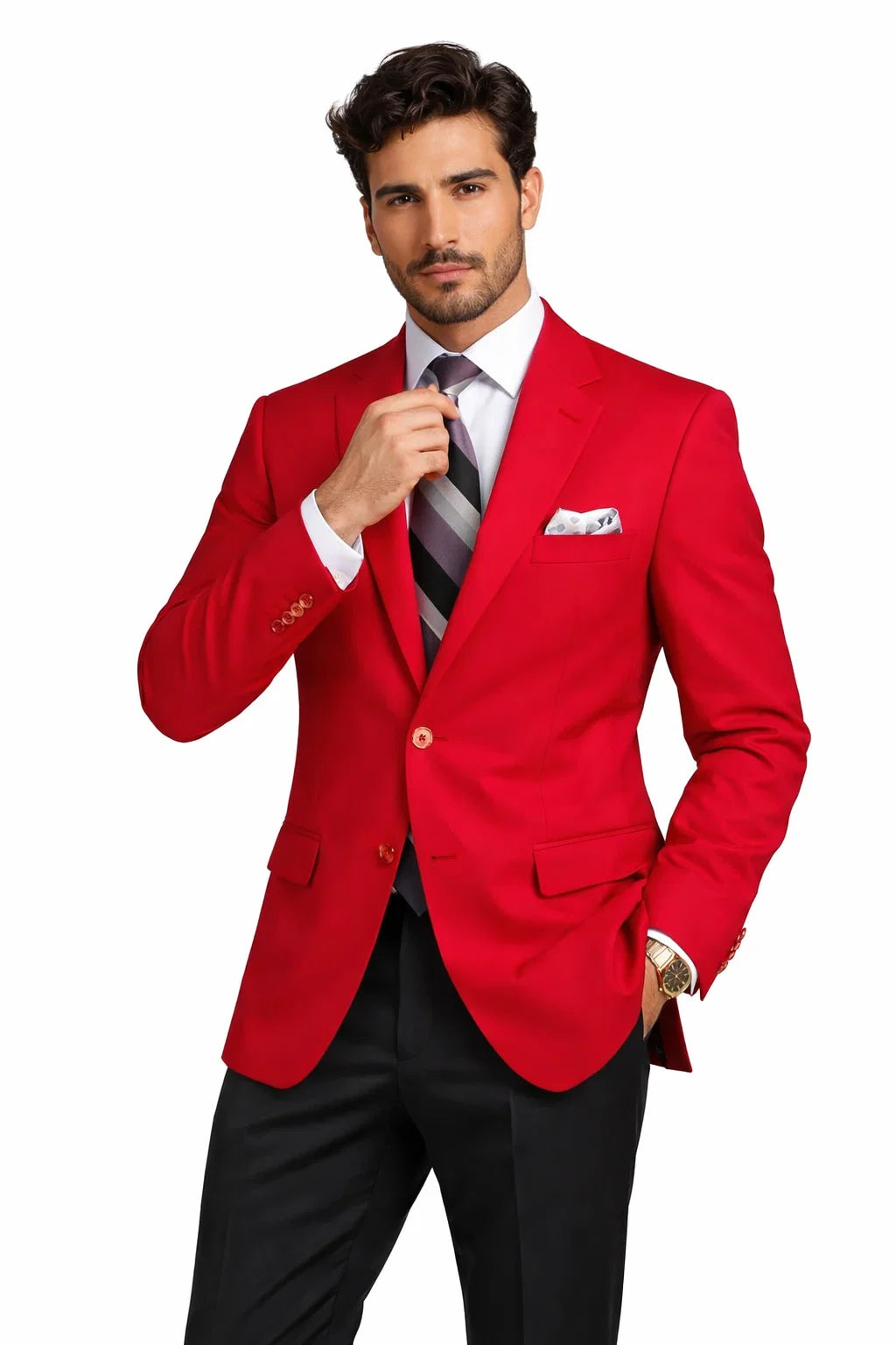 Mens Classic Fit Poplin Club Sport Coat Blazer In Red