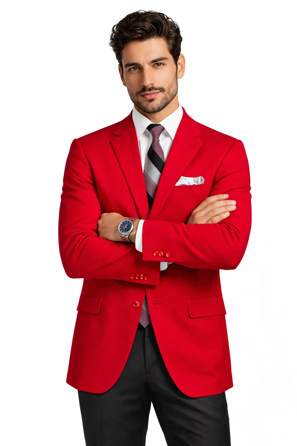 Mens Classic Fit Poplin Club Sport Coat Blazer In Red