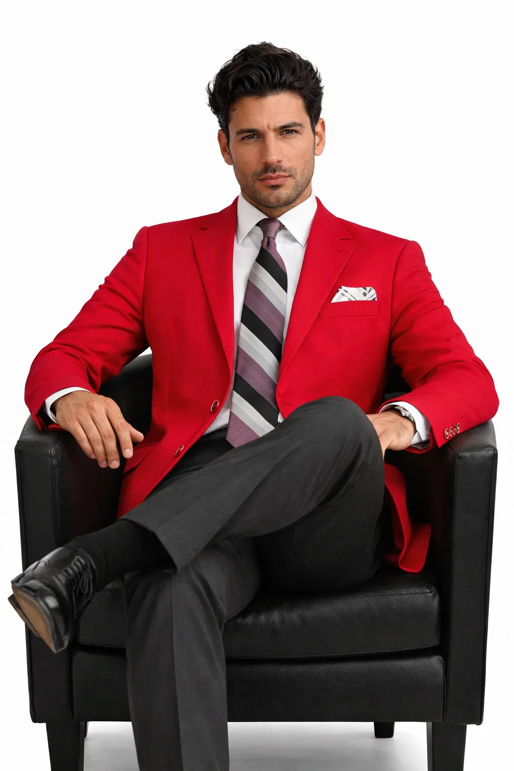 Mens Classic Fit Poplin Club Sport Coat Blazer In Red