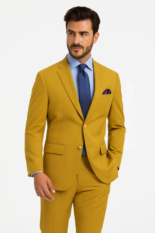 Mens Classic Fit Poplin Club Sport Coat Blazer in Gold