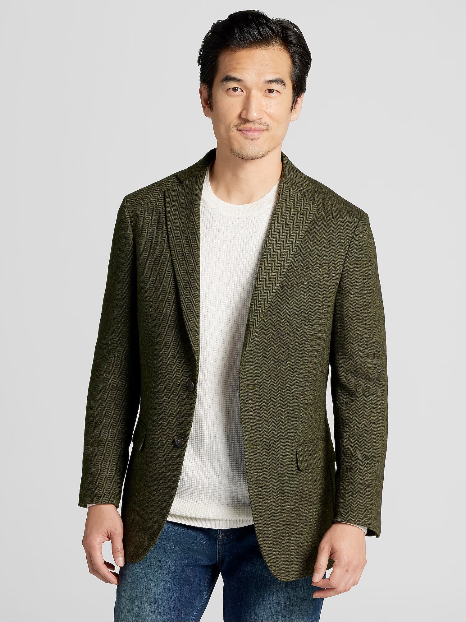 Mens Olive Green Winter Blazer - Hunter Sport Coat jacket Modern Fit 2 Buttons Style Notch – SuitUSA