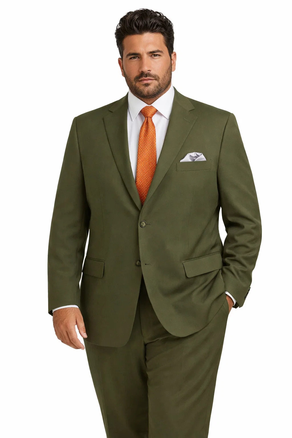 Mens Olive Poplin Suit from Vinci Suits