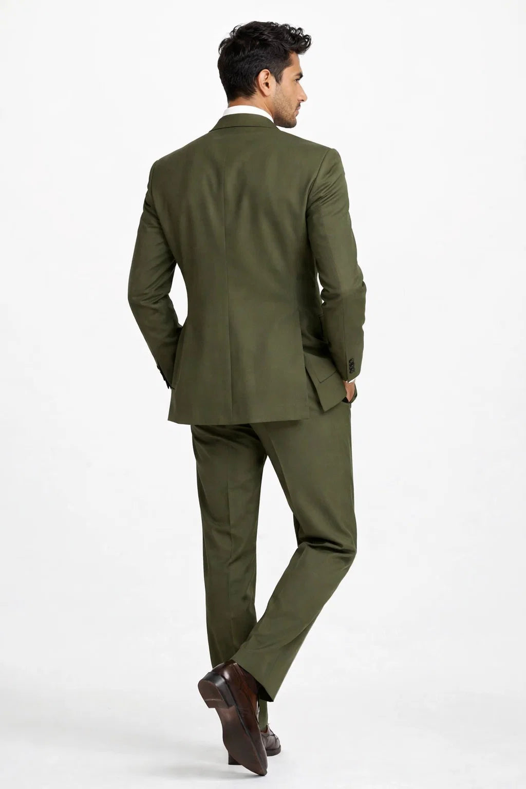 Mens Olive Poplin Suit from Vinci Suits