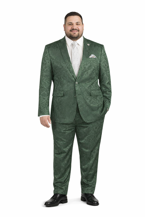 Mens Paisley Prom Suit in Hunter Green – Slim Fit Formal Party Outfit